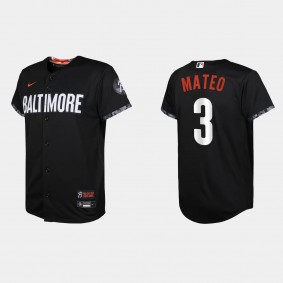 Youth Baltimore Orioles Jorge Mateo Black 2023 City Connect Replica Jersey